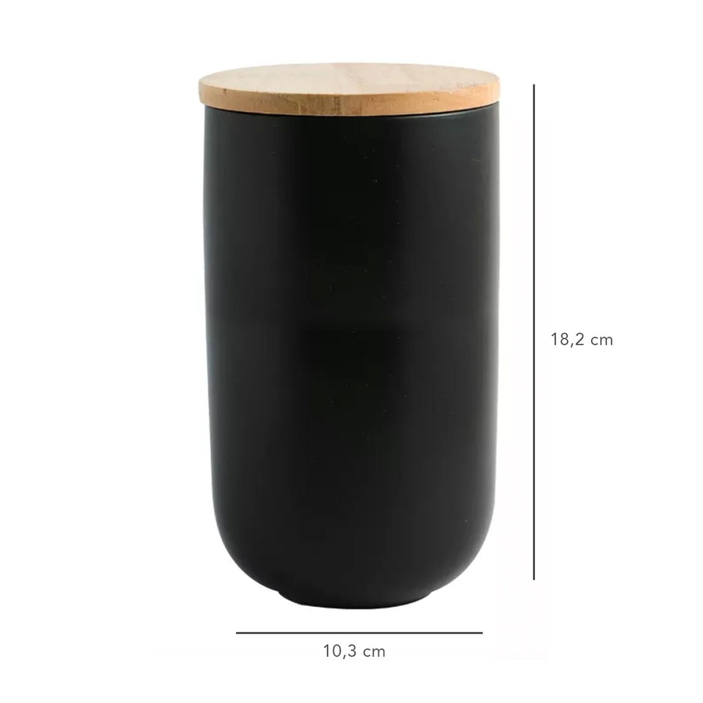 Contenedor Cerámica Hermético Tapa Madera L Blanco Simplit 2