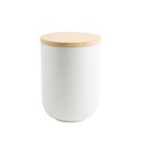 Contenedor Cerámica Hermético Tapa Madera M Blanco Simplit 5
