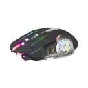 Mouse Gamer Inalámbrico 6 botones Luz  - a clean minimalist desk with a mousepad and 