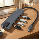 Hub USB-C Adaptador Multipuerto 5 en 1 - a home office with warm light