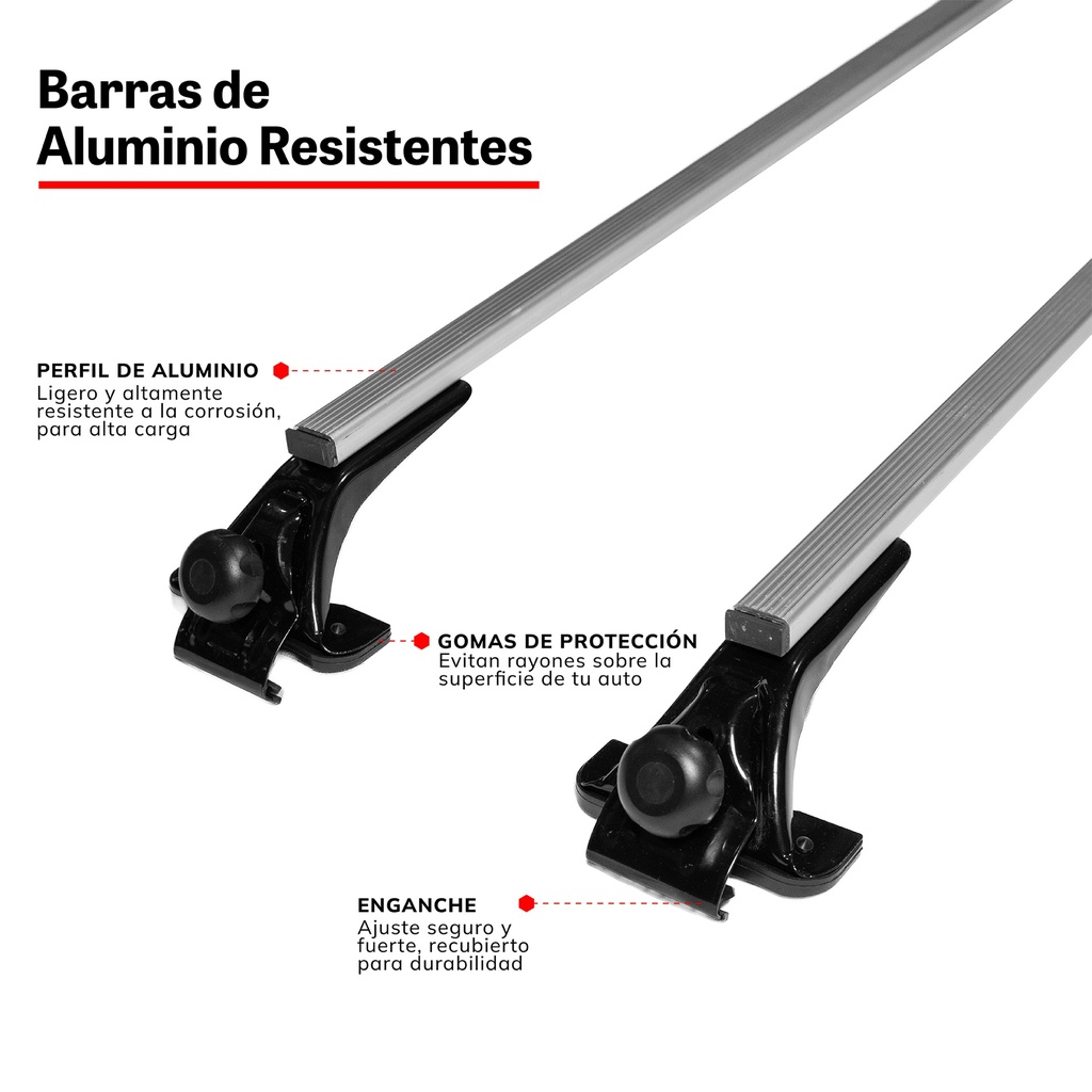 Detalle de las barras de aluminio Xcross Xroad