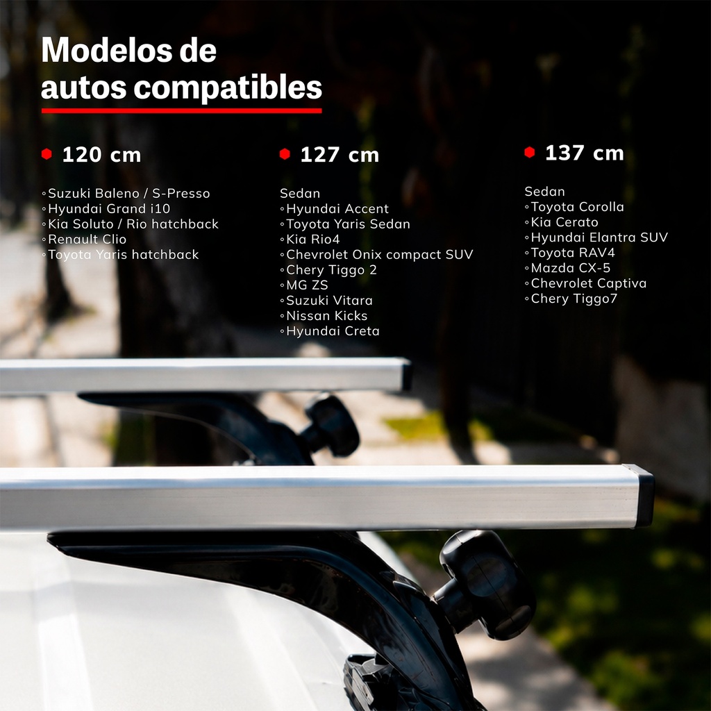 Modelos de autos compatibles con las barras Xcross Xroad
