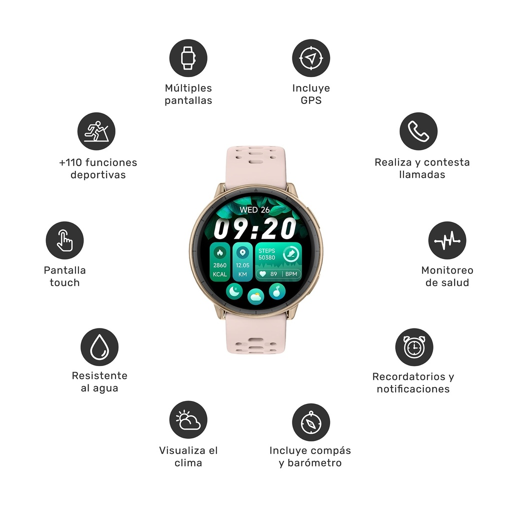 Reloj Smartwatch GPS Shar T1 43,5mm Lhotse Rosa 8