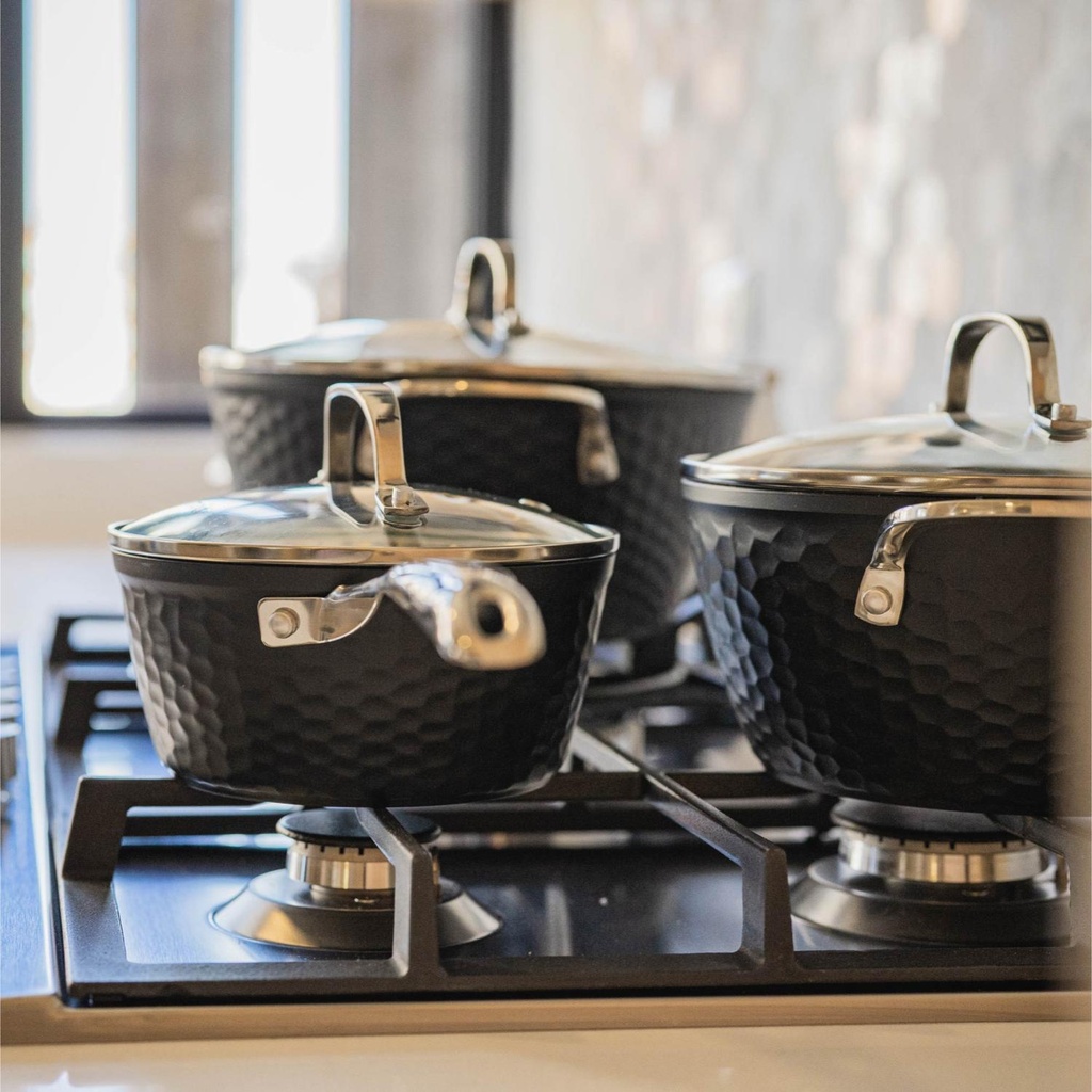 Batería Cocina Black Copper 7pzs + Set 12 Utensilios Calipso 2