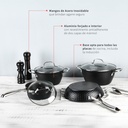 Batería Cocina Black Copper 7pzs + Set 12 Utensilios Calipso 5