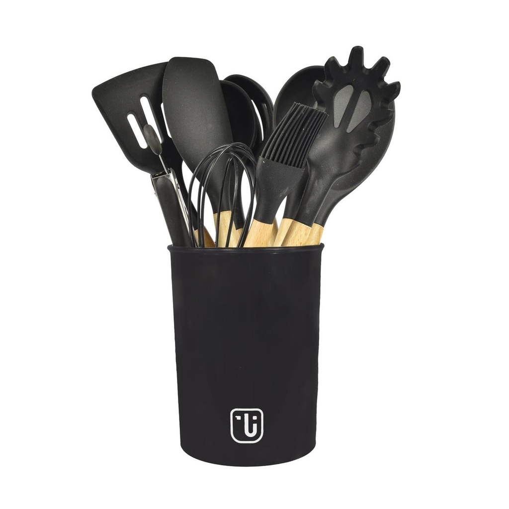 Batería Cocina Copper 7pzs + Set 12 Utensilios Negro Simplit 5
