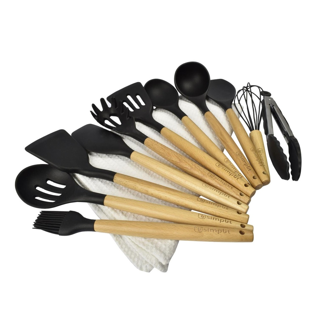 Batería Cocina Copper 7pzs + Set 12 Utensilios Negro Simplit 6