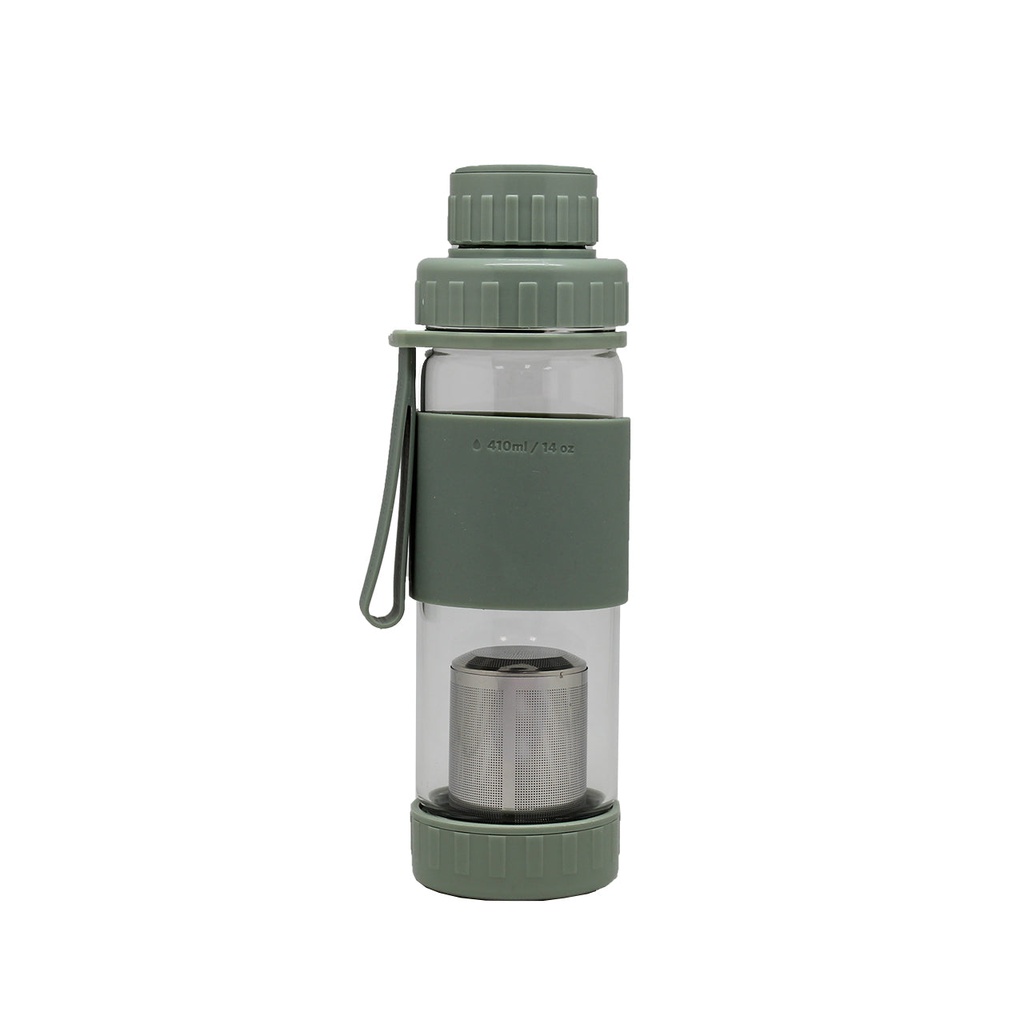 Botella De Vidrio Con Infusión 410Ml Verde Brando 1