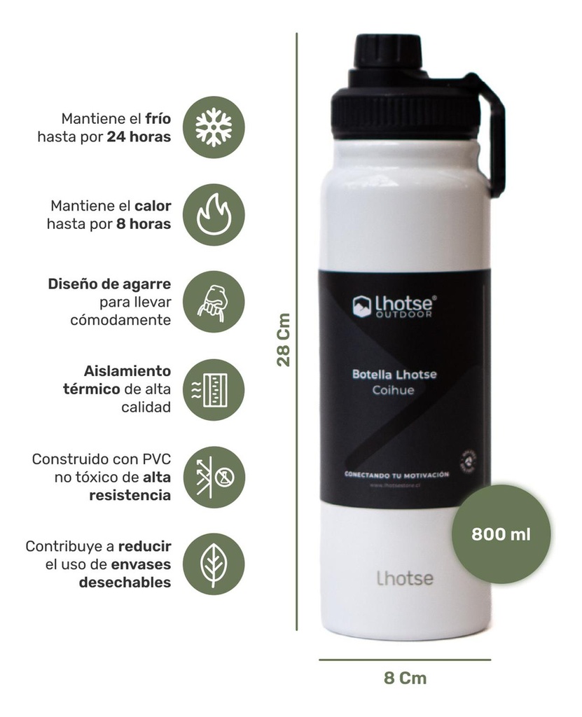Botella Térmica Coihue White 800 ml Lhotse 5