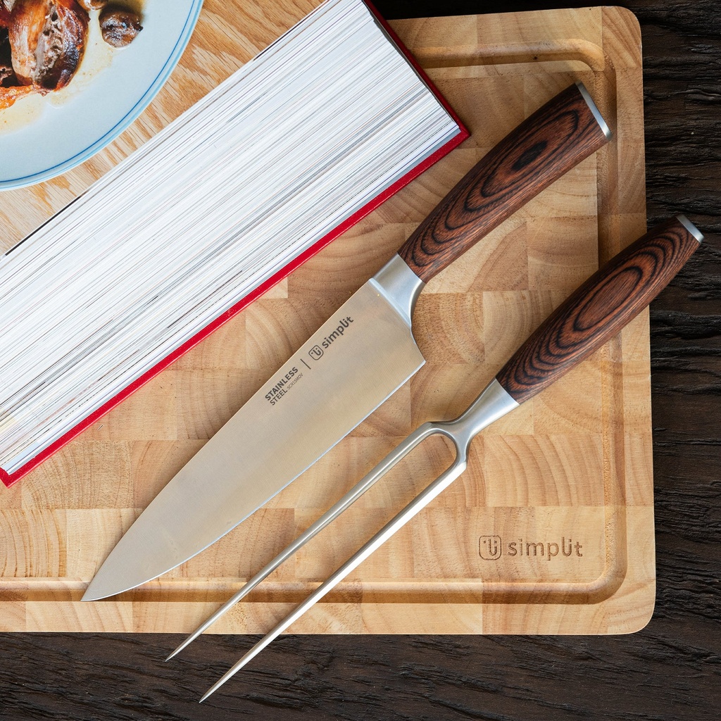 Set Parrillero Cuchillo 21cm y Tenedor Acero Inox Toledo Sim 1