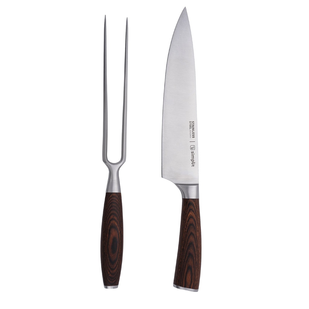 Set Parrillero Cuchillo 21cm y Tenedor Acero Inox Toledo Sim 7