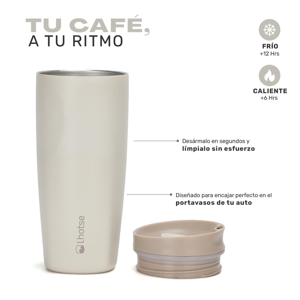Vaso Mug Térmico Agua Café 2X Termicup 590 ml Black + Beige 6