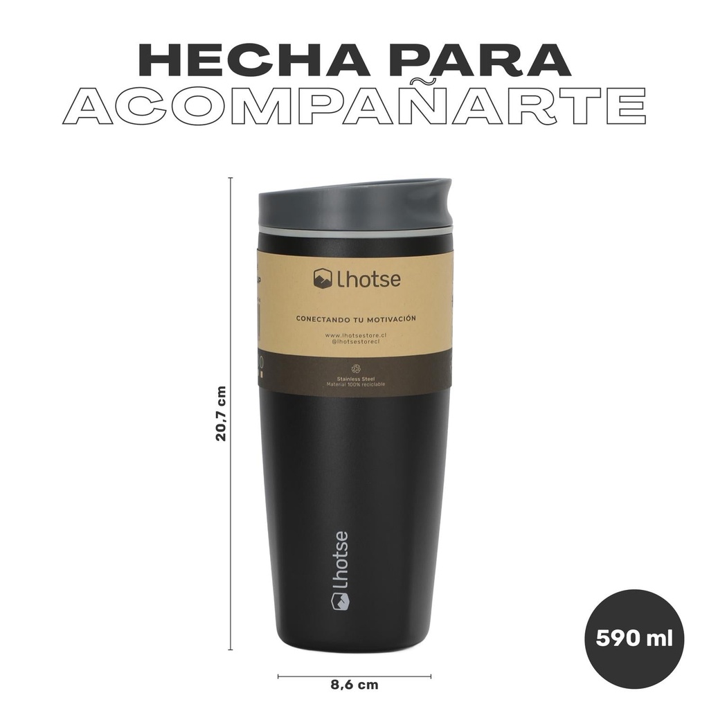 Vaso Mug Térmico Agua Café 2X Termicup 590 ml Black + Beige 7