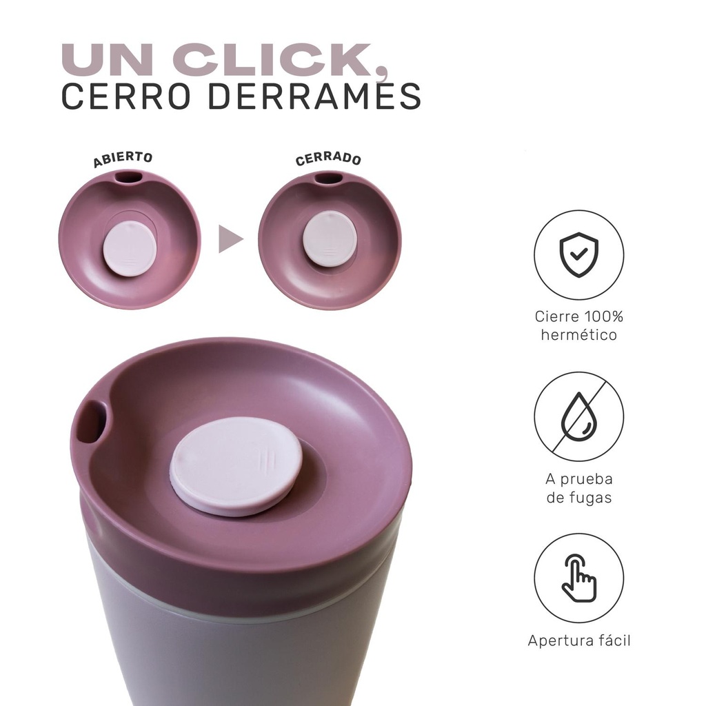 Vaso Mug Térmico Agua Café 2X Termicup 590 ml Black + Pink 5