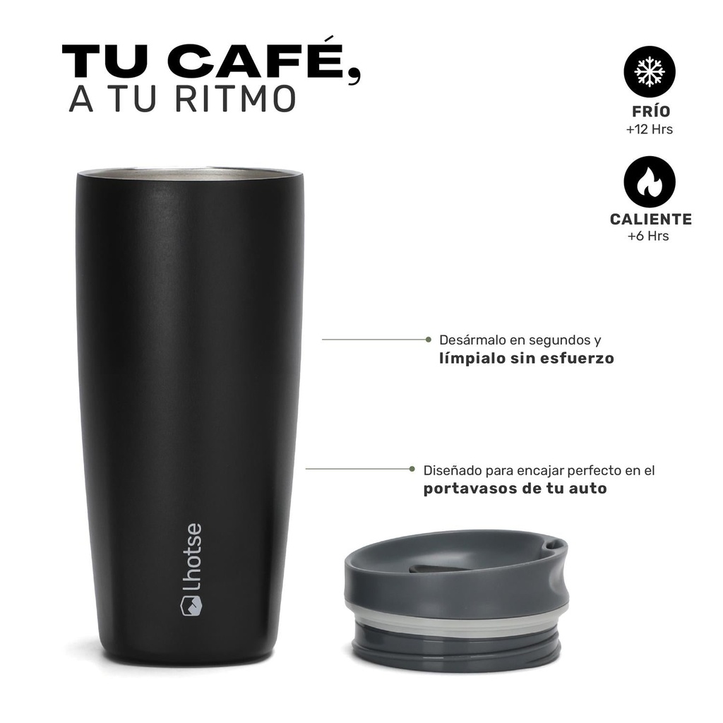 Vaso Mug Térmico Agua Café 2X Termicup 590 ml Black + Pink 6