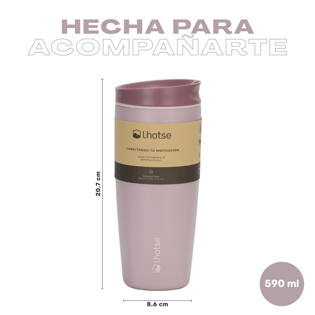 Vaso Mug Térmico Agua Café 2X Termicup 590 ml Black + Pink 7