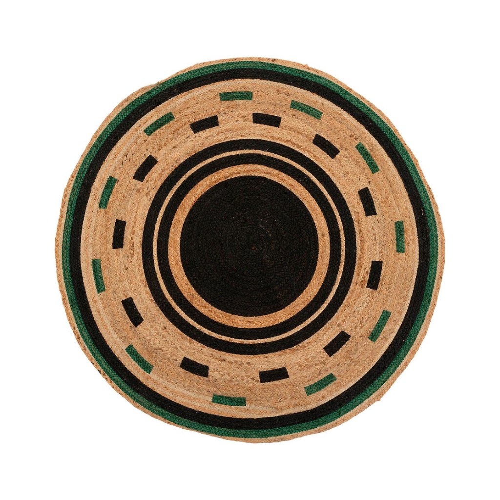 Alfombra de Yute Redonda Borde Negro Verde 118 cm Atmosphera (estudio)