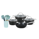 Batería Cocina Black Copper 7pzs + Set 12 Utensilios Calipso (estudio)