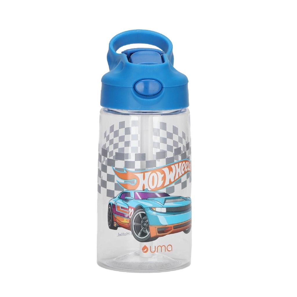 Botella Agua Niños Hot Wheels Race 420ml con Bombilla UMA (estudio)