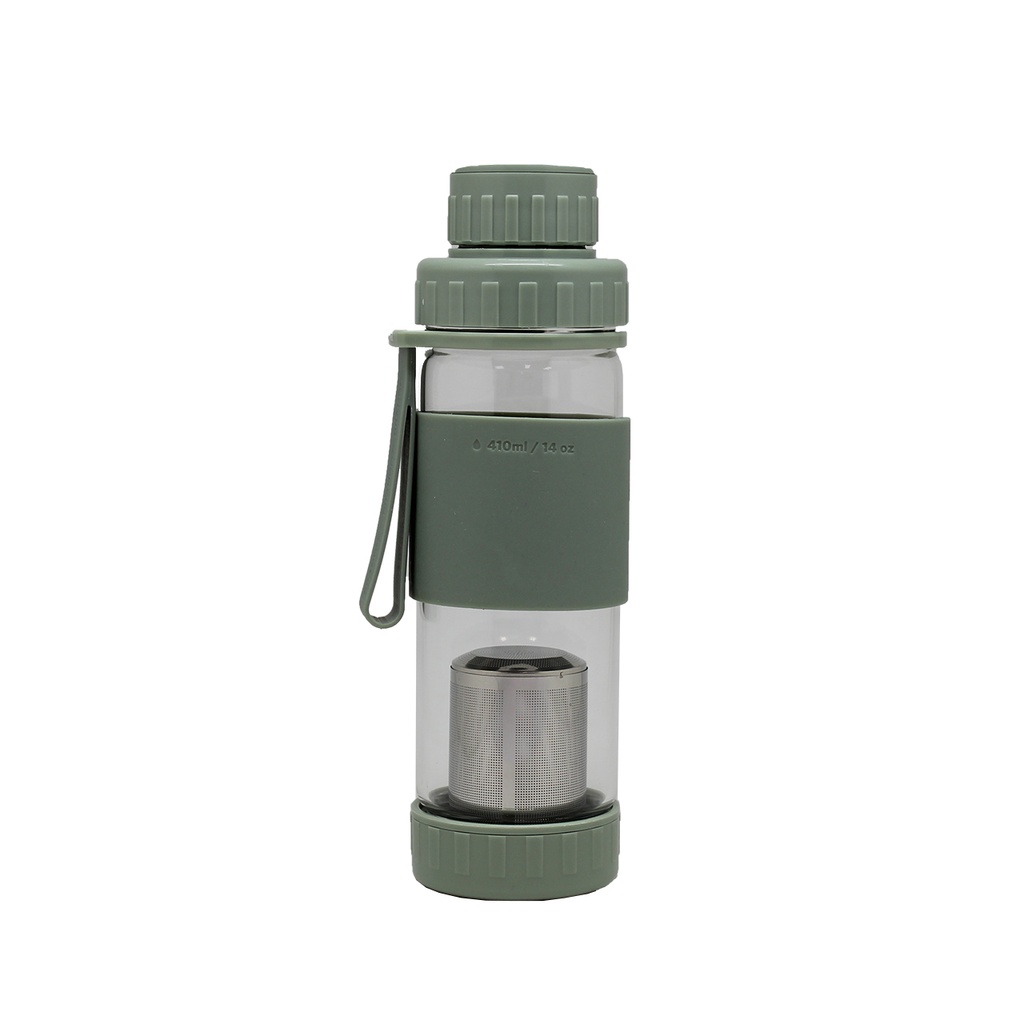 Botella De Vidrio Con Infusión 410Ml Verde Brando (estudio)