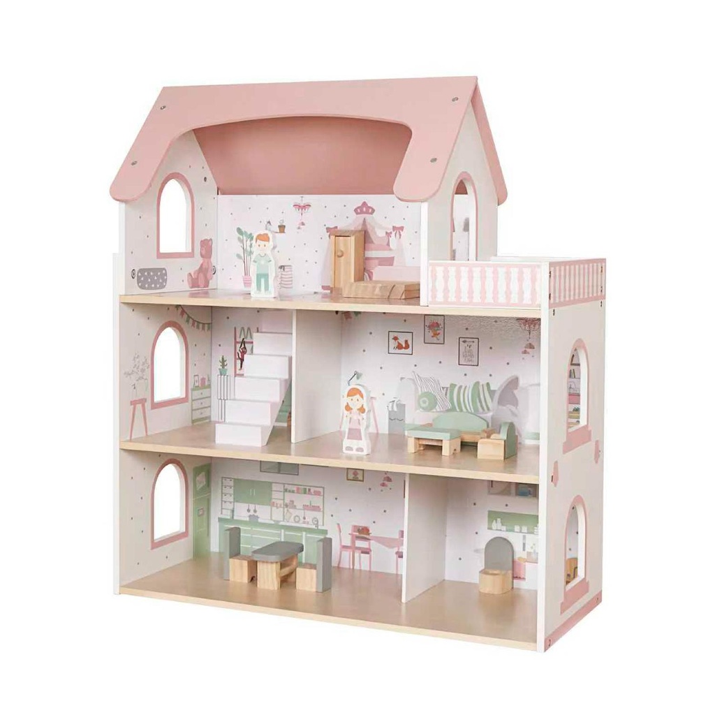 Casa de Muñecas Madera 3 Pisos con Muebles y Muñecos Bandú (estudio)