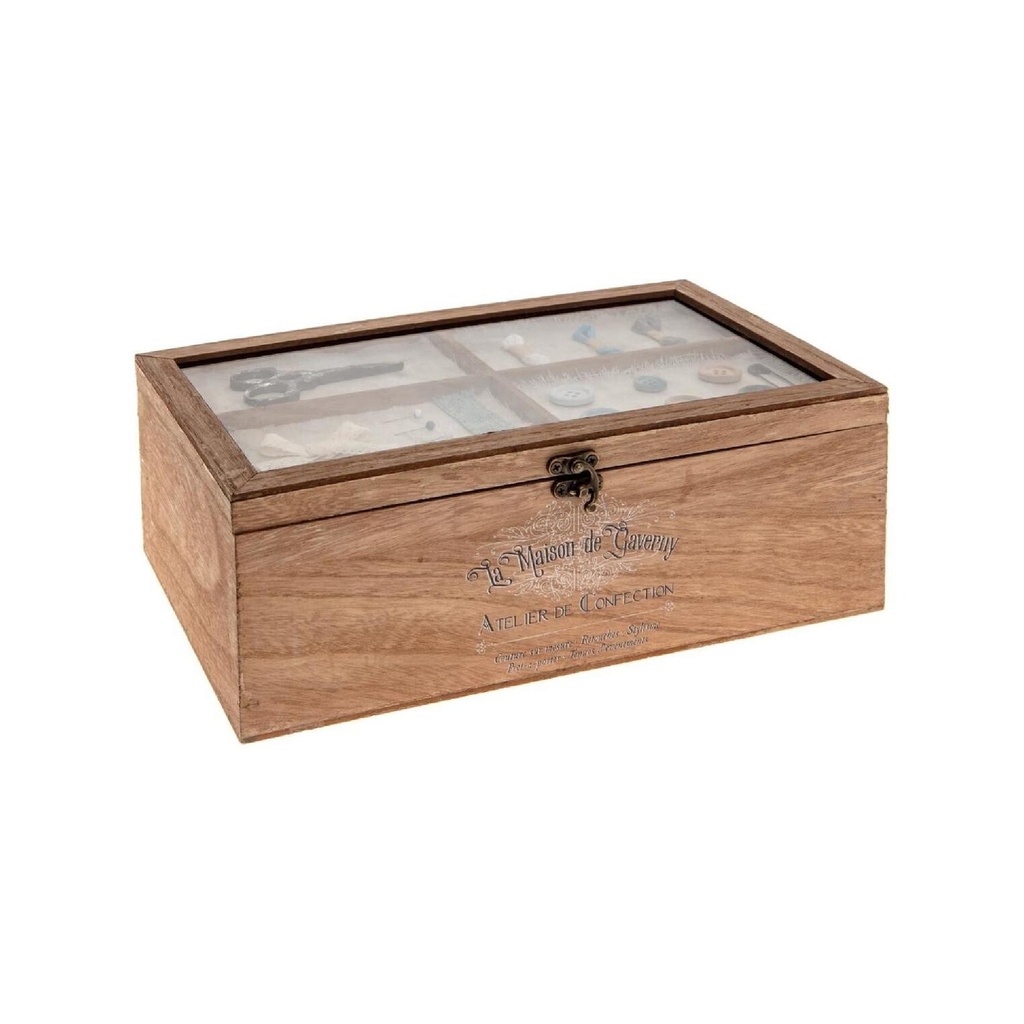 Costurero de Madera Oria con Tapa de Vidrio Atmosphera (estudio)