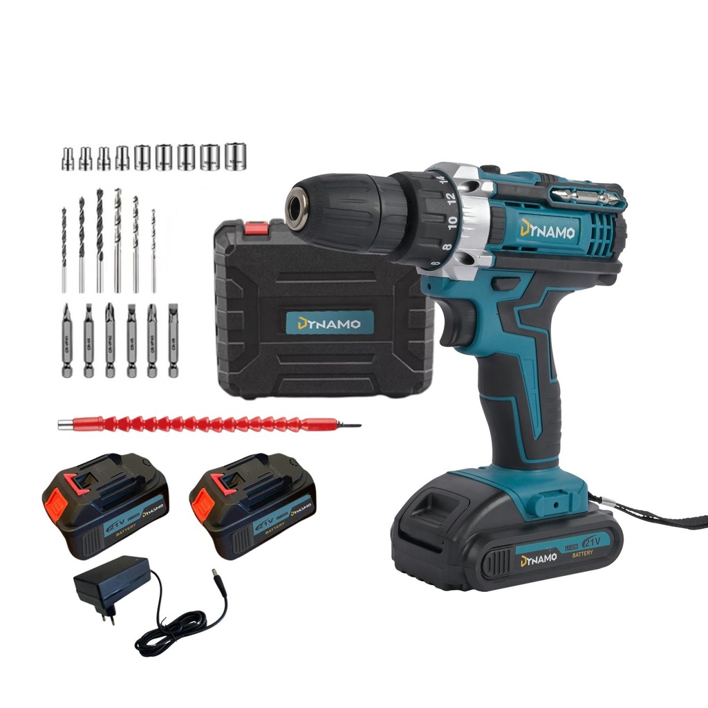 Kit Taladro Destornillador Inalámbrico Dynamo 21v 2 Baterías (estudio)