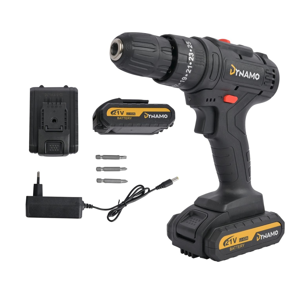 Kit Taladro Destornillador Inalámbrico Dynamo 21V 2 baterías (estudio)