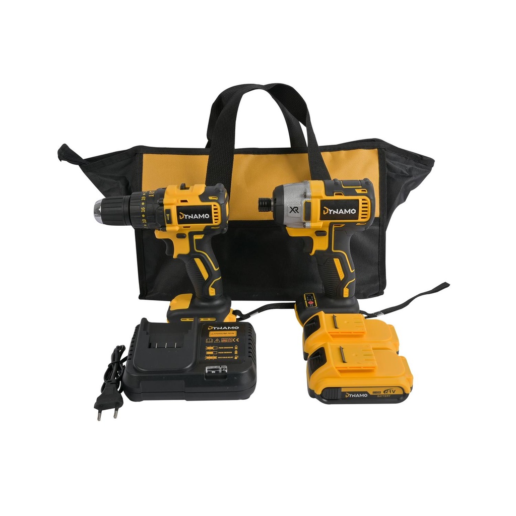 Pack Taladro Percutor + Atornillador de Impacto 21V Dynamo (estudio)