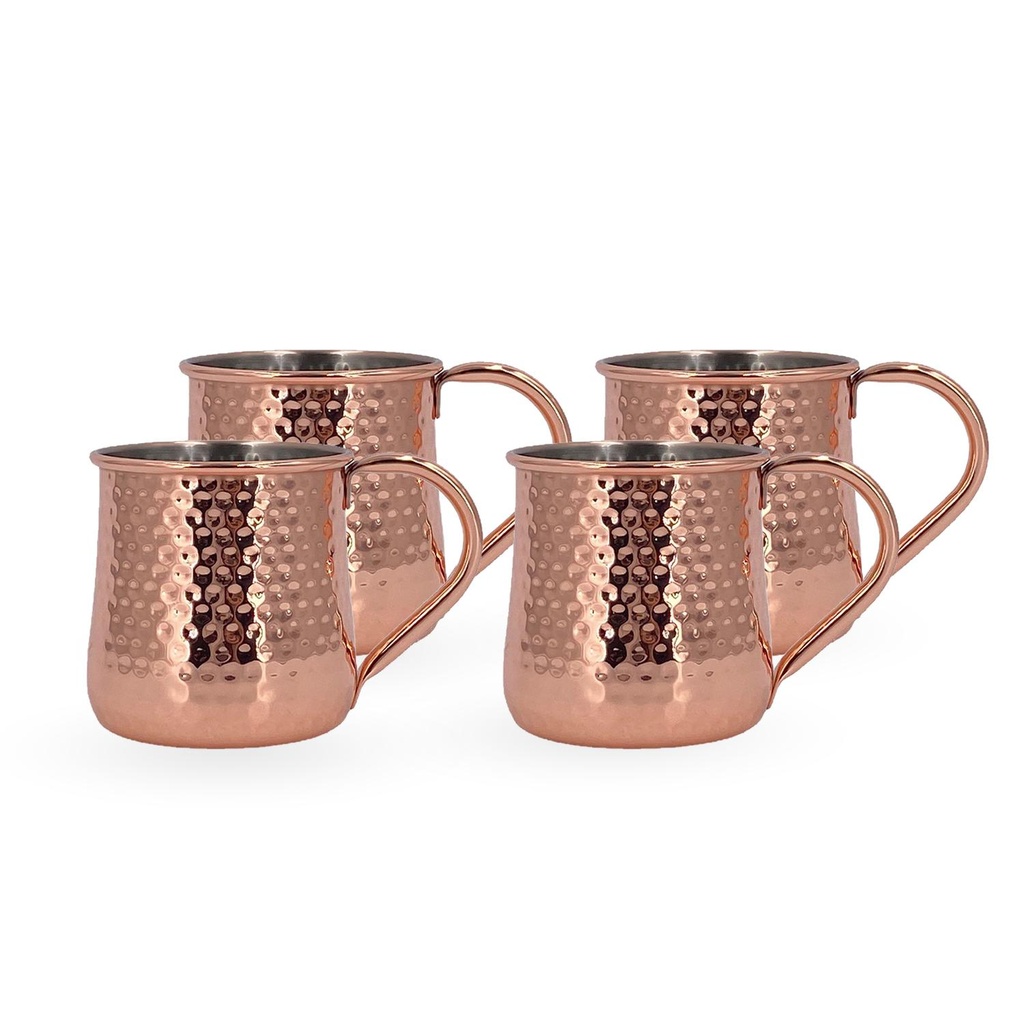 Set 4 Vasos Moscow Mule Mojito Mug Cobre + Bombillas Simplit (estudio)