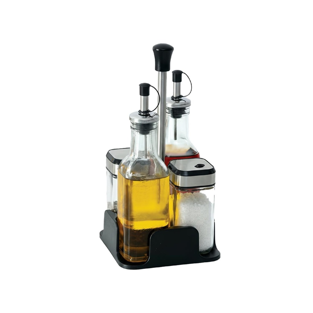 Set Alcuza 4 Pcs Aceite Vinagre Condimento con Soporte 5Five (estudio)