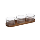 Set Aperitivo 4 Pza Vidrio y Base de Madera Secret de Gourmet (estudio)