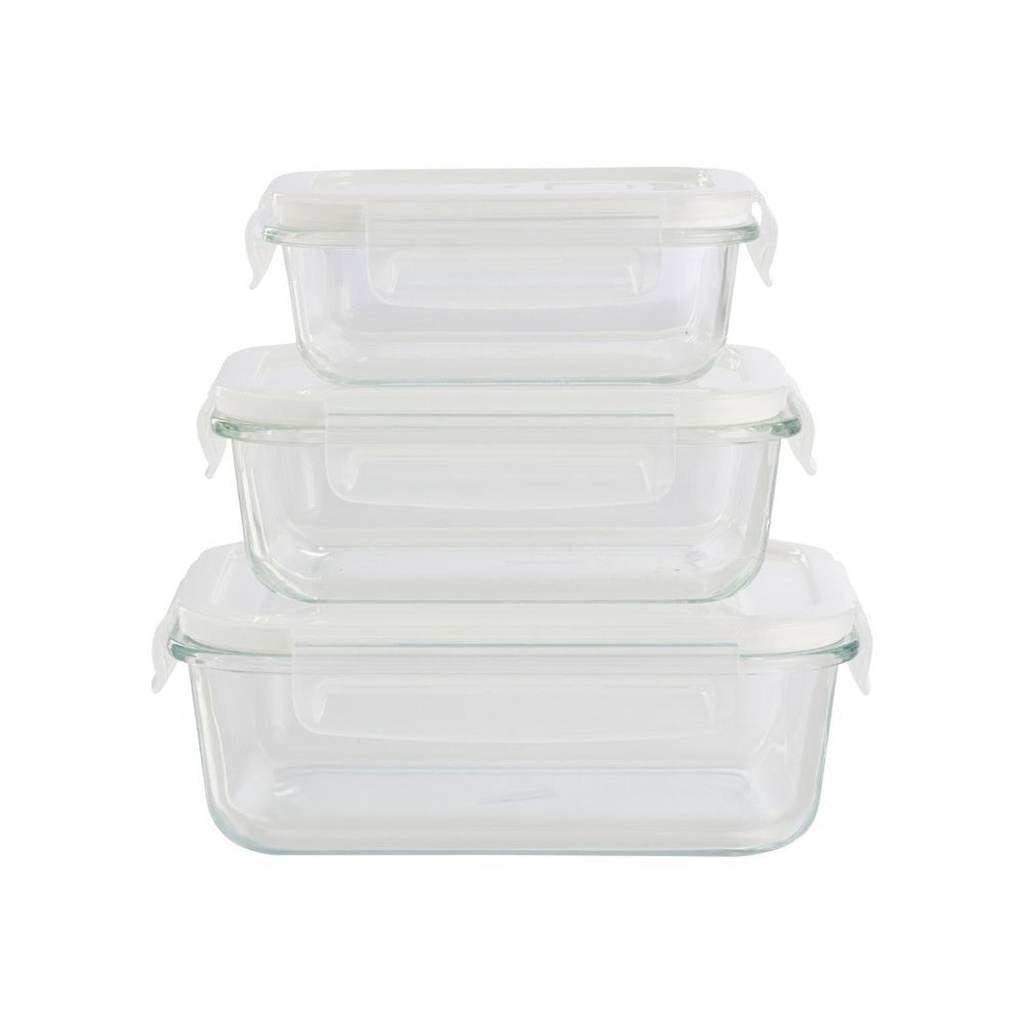 Set De 3 Contenedores De Vidrio Con Tapas Plasticas DAY (estudio)