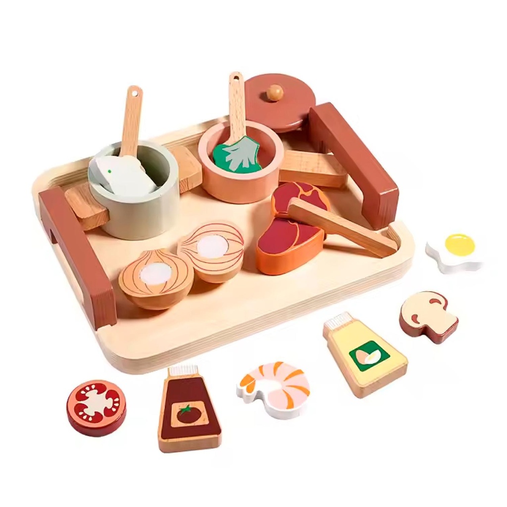 Set Juego Mini Cocina de Juguete Alimentos Madera Bandú (estudio)
