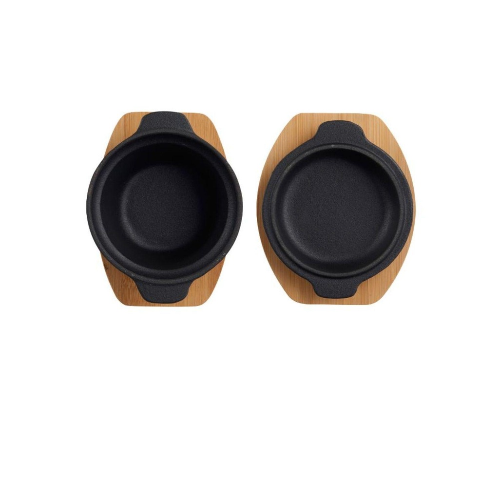 Set de 2 Fuentes de Fierro Fundido + Tabla de Bambú Dangrill (estudio)