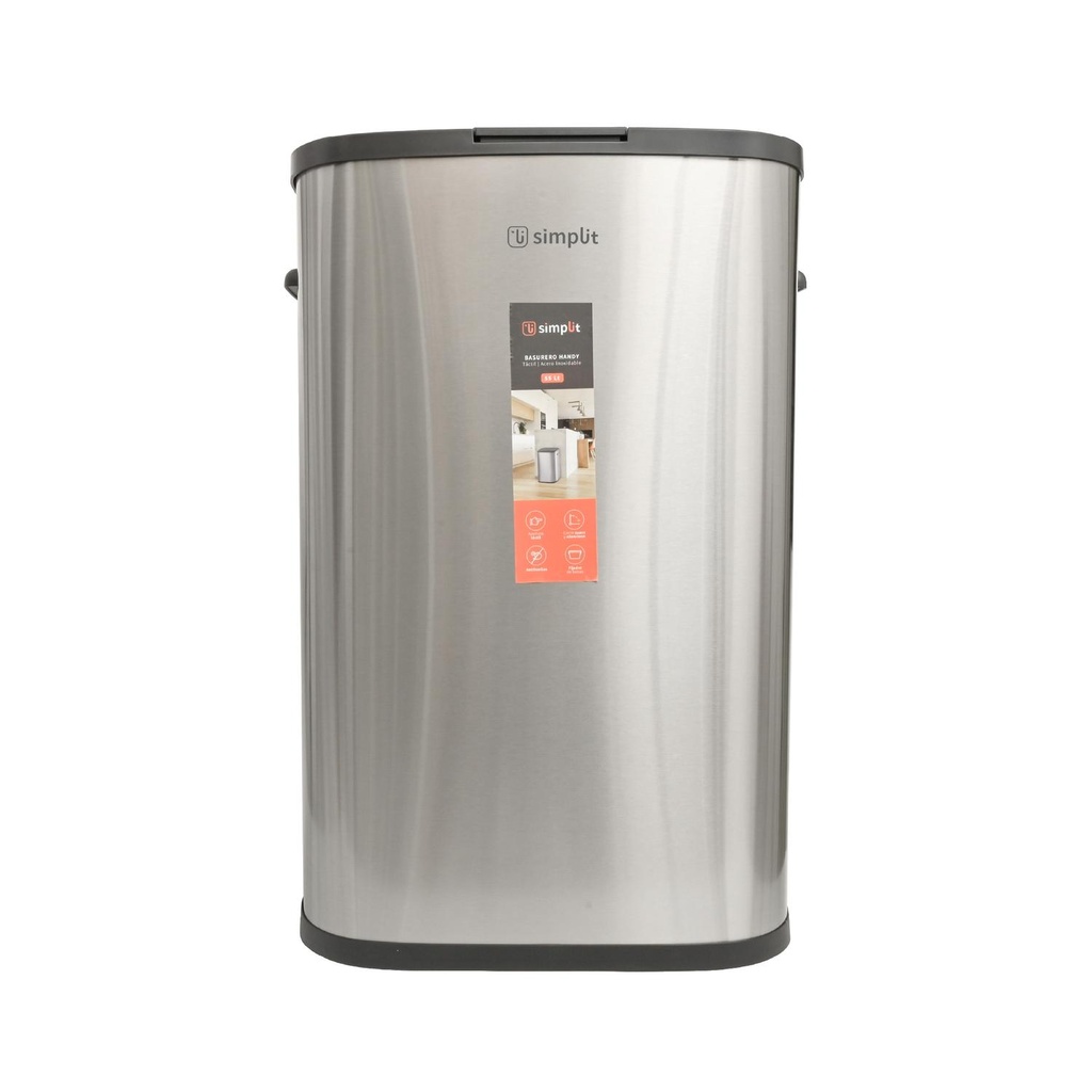 Basurero Cocina Handy 55lts Táctil Acero Inox Simplit (estudio)