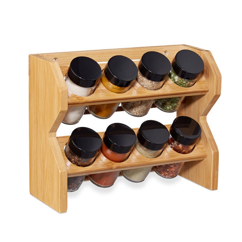 Especiero Condimentos de Madera 8 Frascos Vidrio Simplit (estudio)