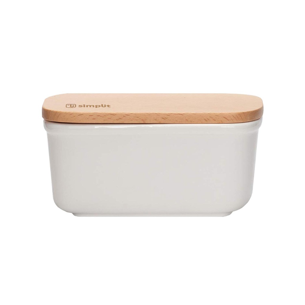 Mantequillero de Cerámica Tapa Bamboo 300 ml Simplit (estudio)