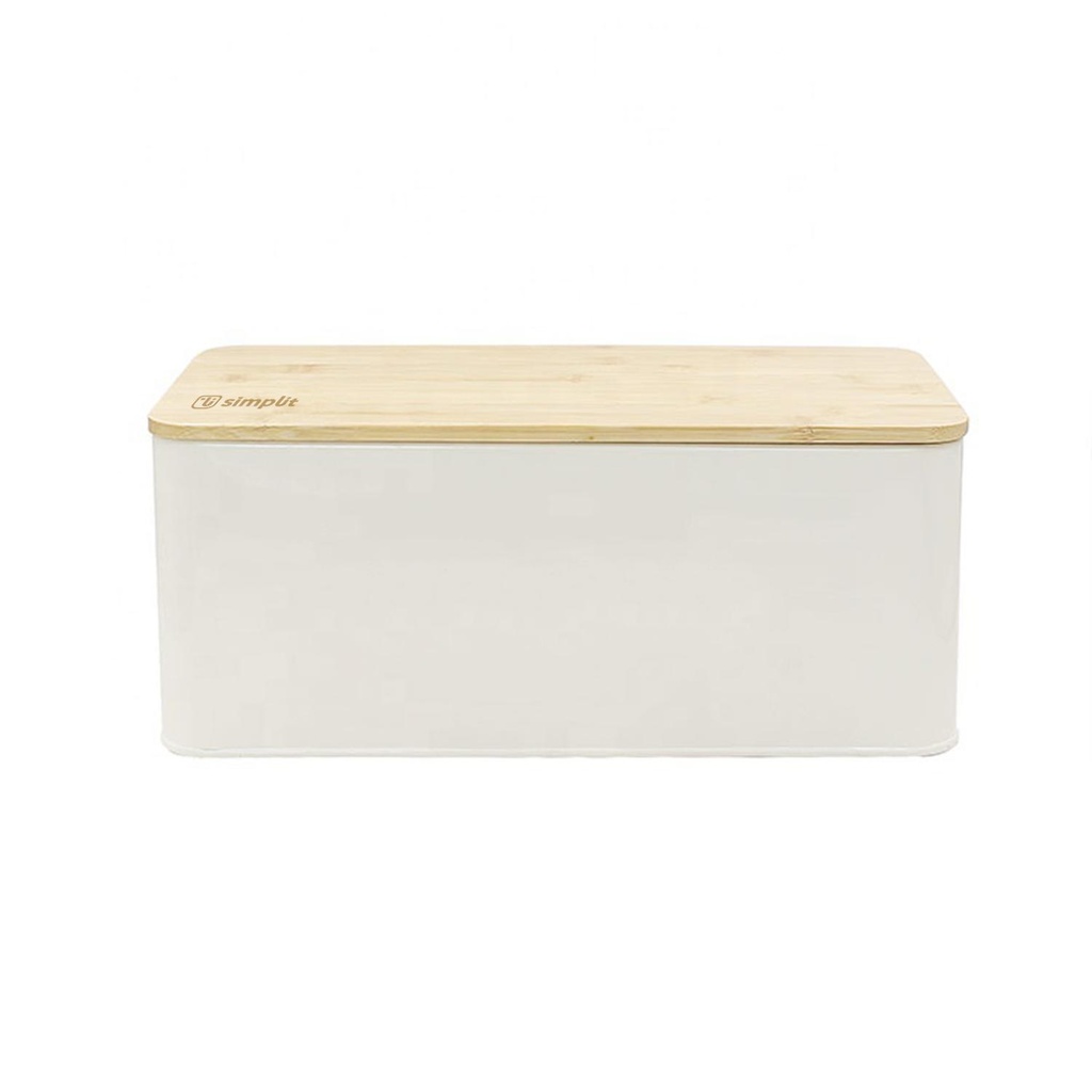 Panera Metálica con Tapa Bamboo Blanca Simplit (estudio)