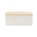 Panera Metálica con Tapa Bamboo Blanca Simplit (estudio)