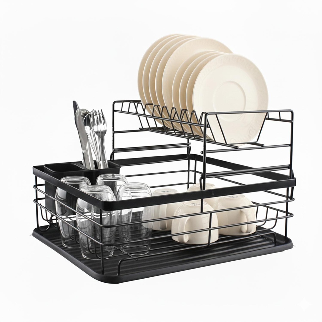 Secaplatos Escurridor 2 Niveles Acero Inox Negro Simplit (estudio)