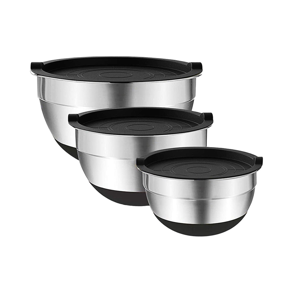 Set 3 Bowls con Tapa Acero Inoxidable Antideslizante Simplit (estudio)