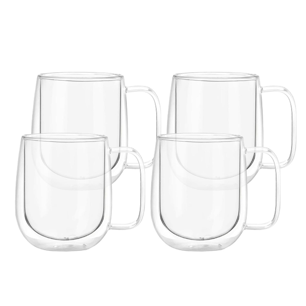 Set 4 Tazas Mug de Vidrio Doble Pared 300 ml Simplit (estudio)
