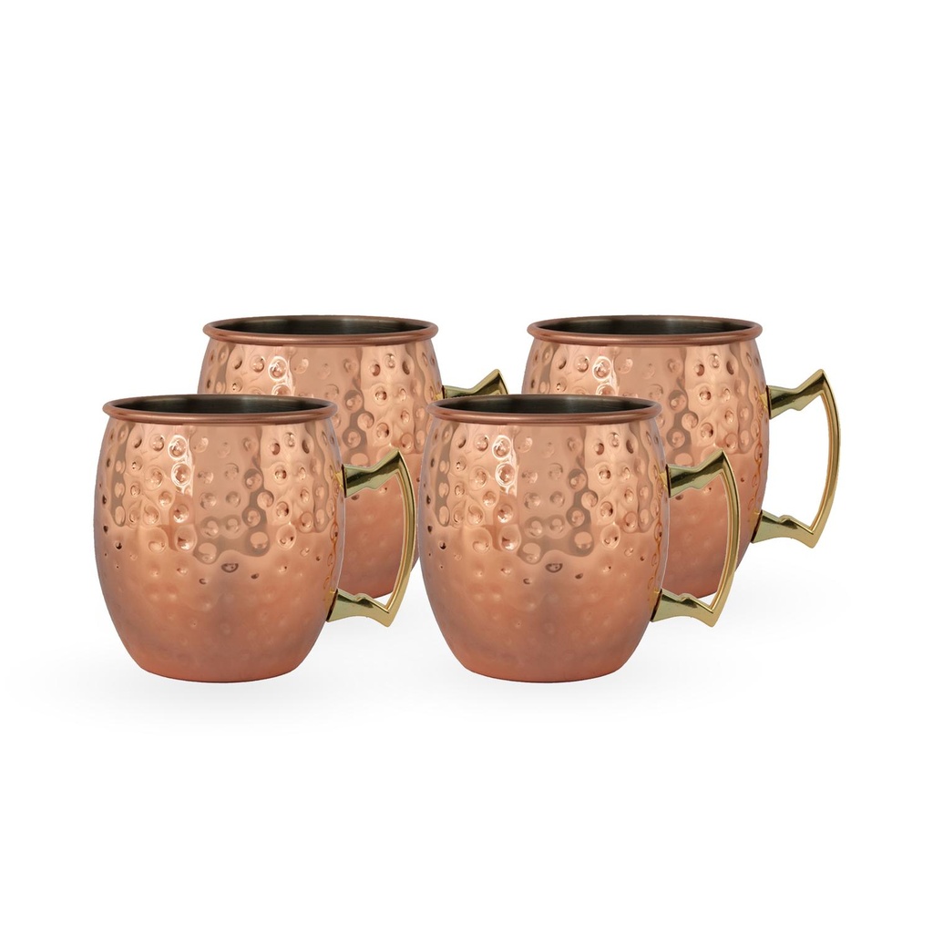Set 4 Vasos Moscow Mule Mug Cobre + Bombillas Simplit (estudio)