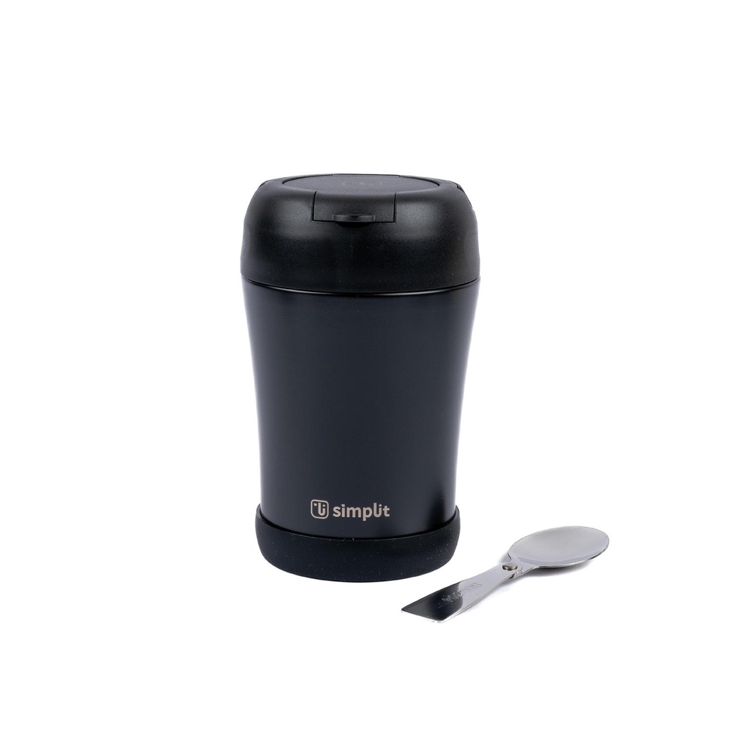 Termo Comida 400ml Negro Cuchara Acero Inox Simplit (estudio)
