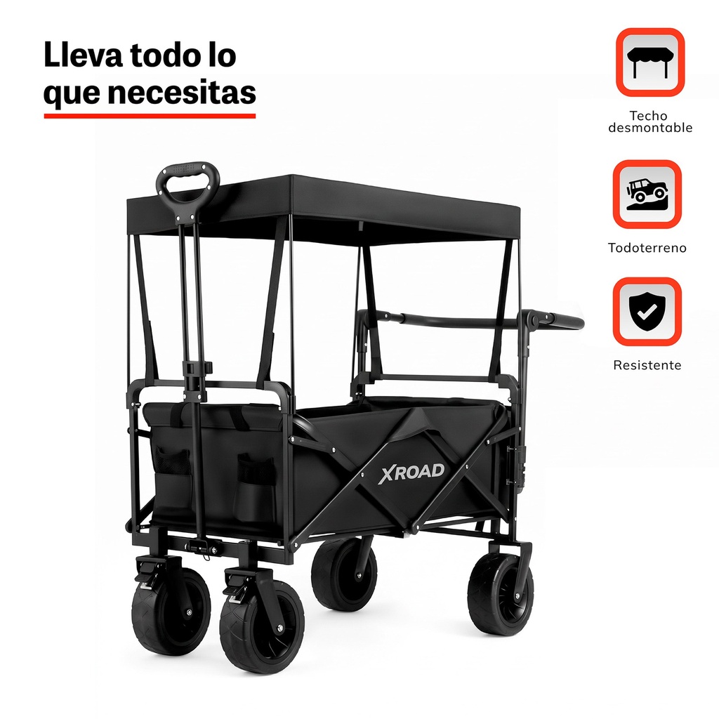 Carro de Transporte con Techo 150 KG Negro Xroad 3