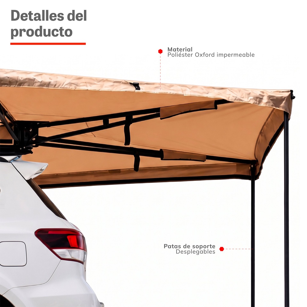 Toldo Camping Lateral Para Auto Techo 270° Xroad 5