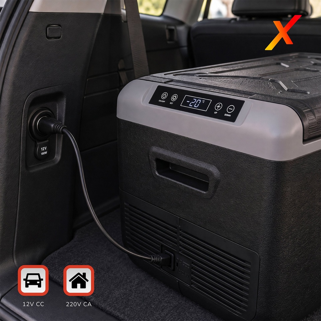 Cooler Freezer Eléctrico Portátil 40L -20°C 12V-220V Gris Xr 6