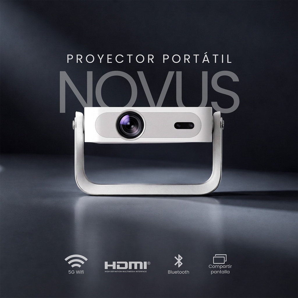 Pack Proyector Portátil Novus + Telón 100" Blanco LEVO 2
