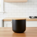 Contenedor de Cerámica Hermético Tapa Madera S Negro Simplit